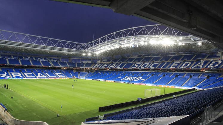 SOCCER - UEFA EL, Sociedad vs Sturm SAN SEBASTIAN,SPAIN,03.NOV.21 - SOCCER - UEFA Europa League, group stage, Real Sociedad vs SK Sturm Graz, preview, press conference, PK, Pressekonferenz Sturm. Image shows an overview of the Reale Arena.  GEPAxpictures xMarioxBuehner
