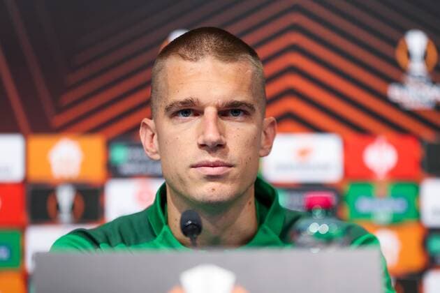 SOCCER - UEFA EL, Dinamo vs Rapid ZAGREB,CROATIA,03.NOV.21 - SOCCER - UEFA Europa League, group stage, GNK Dinamo Zagreb vs SK Rapid Wien, preview, press conference, PK, Pressekonferenz Rapid. Image shows Srdjan Grahovac (Rapid).  GEPAxpictures xPhilippxBrem