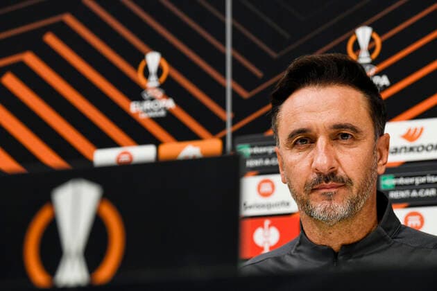 Fenerbahce head coach Vitor Pereira pictured during a press conference, PK, Pressekonferenz of Turkish soccer team Fenerbahce, Wednesday 03 November 2021 in Antwerp. The team is preparing for tomorrow s match against Belgian team Royal Antwerp FC, on the fourth day of the UEFA Europa League group stage, in group D. TOMxGOYVAERTS  x3130455x