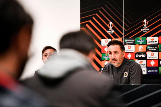 Fenerbahce head coach Vitor Pereira pictured during a press conference, PK, Pressekonferenz of Turkish soccer team Fenerbahce, Wednesday 03 November 2021 in Antwerp. The team is preparing for tomorrow s match against Belgian team Royal Antwerp FC, on the fourth day of the UEFA Europa League group stage, in group D. TOMxGOYVAERTS  x3130464x