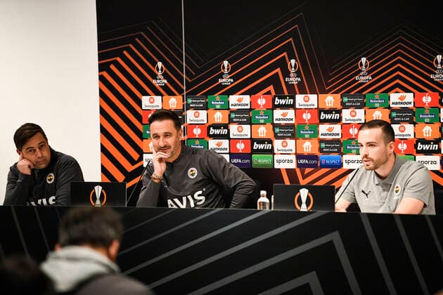 Fenerbahce head coach Vitor Pereira pictured during a press conference, PK, Pressekonferenz of Turkish soccer team Fenerbahce, Wednesday 03 November 2021 in Antwerp. The team is preparing for tomorrow s match against Belgian team Royal Antwerp FC, on the fourth day of the UEFA Europa League group stage, in group D. TOMxGOYVAERTS  x3130465x