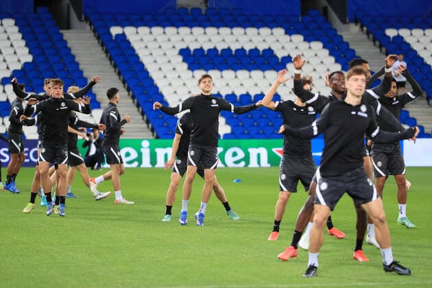 SOCCER - UEFA EL, Sociedad vs Sturm SAN SEBASTIAN,SPAIN,03.NOV.21 - SOCCER - UEFA Europa League, group stage, Real Sociedad vs SK Sturm Graz, preview, training Sturm. Image shows the team of Sturm.  GEPAxpictures xMarioxBuehner