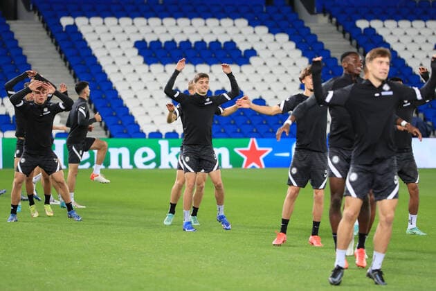 SOCCER - UEFA EL, Sociedad vs Sturm SAN SEBASTIAN,SPAIN,03.NOV.21 - SOCCER - UEFA Europa League, group stage, Real Sociedad vs SK Sturm Graz, preview, training Sturm. Image shows the team of Sturm.  GEPAxpictures xMarioxBuehner