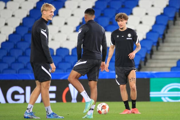 SOCCER - UEFA EL, Sociedad vs Sturm SAN SEBASTIAN,SPAIN,03.NOV.21 - SOCCER - UEFA Europa League, group stage, Real Sociedad vs SK Sturm Graz, preview, training Sturm. Image shows Niklas Geyrhofer and Christoph Lang (Sturm).  GEPAxpictures xMarioxBuehner