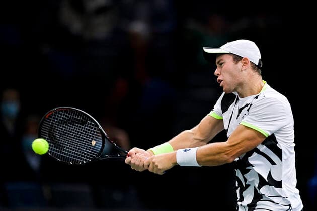 Dominik Koepfer (Ger) TENNIS : Rolex Paris Masters J4 - Paris - 04 11 2021 JBAutissier Panoramic 