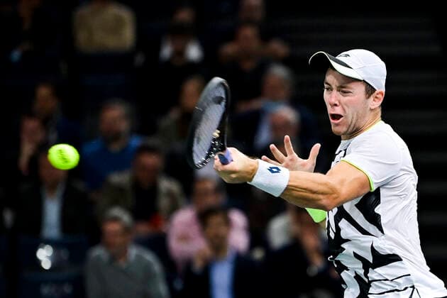 Dominik Koepfer (Ger) TENNIS : Rolex Paris Masters J4 - Paris - 04 11 2021 JBAutissier Panoramic 