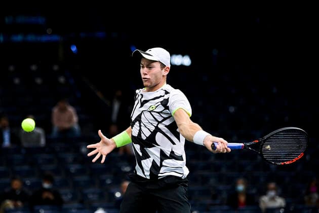 Dominik Koepfer (Ger) TENNIS : Rolex Paris Masters J4 - Paris - 04 11 2021 JBAutissier Panoramic 