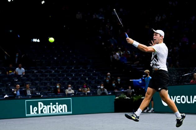 Dominik Koepfer (Ger) TENNIS : Rolex Paris Masters J4 - Paris - 04 11 2021 JBAutissier Panoramic 