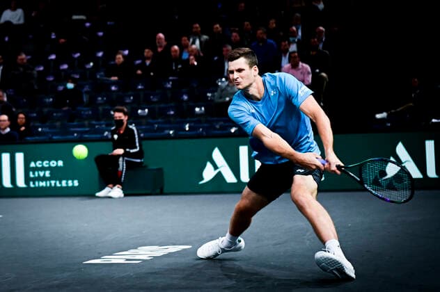 Hubert Hurkacz (Pol) TENNIS : Rolex Paris Masters J4 - Paris - 04 11 2021 JBAutissier Panoramic 