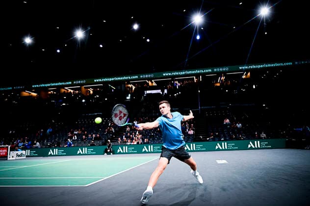 Hubert Hurkacz (Pol) TENNIS : Rolex Paris Masters J4 - Paris - 04 11 2021 JBAutissier Panoramic 