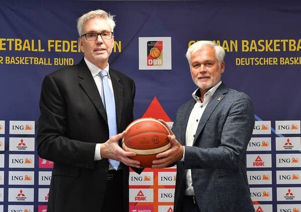 04 11 2021 Basketball Press conference in the run-up to the international match between Germany and Estonia on 25 11 2021 at the Kia Metropol Arena in Nuremberg Gordon Herbert National coach Head coach Germany Armin Andres Vice-president DBB