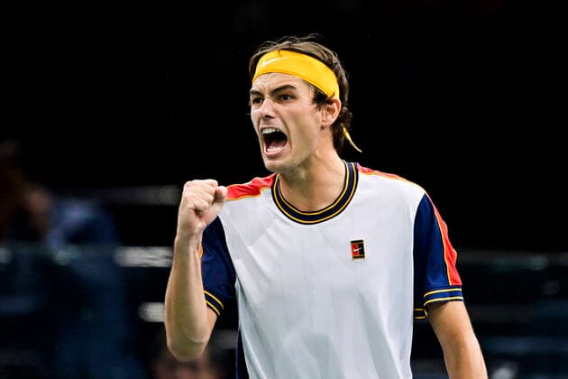 joie de Taylor Fritz (USA) TENNIS : Rolex Paris Masters J4 - Paris - 04 11 2021 JBAutissier Panoramic 