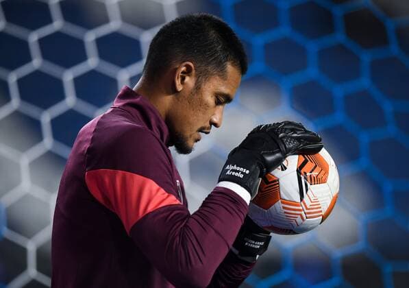 Mandatory Credit: Photo by Simon Dael Shutterstock (12587229t) Alphonse Areola of West Ham United warms up Genk v West Ham United, UEFA Europa League Group H, Football Cegeka Arena, Genk, Belgium - 04 Nov 2021 Genk v West Ham United, UEFA Europa League Group H, Football Cegeka Arena, Genk, Belgium - 04 Nov 2021  Copyright: xSimonxDael Shutterstockx 12587229t