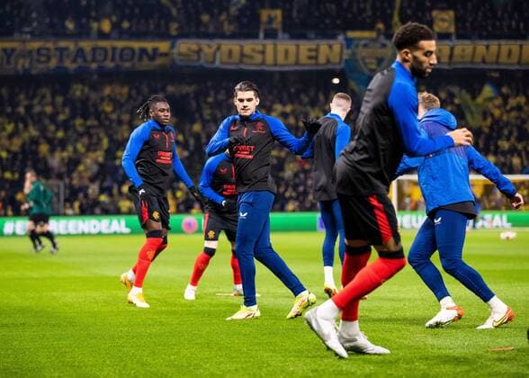 Mandatory Credit: Photo by Kirk O Rourke Shutterstock (12587237e) Ianis Hagi of Rangers warms up during the Europa League match at Brøndby Stadium, Copenhagen. Brondby v Rangers, UEFA Europa League Group A, Football, Brondy Stadium, Brondbyvester, Denmark - 04 Nov 2021 Brondby v Rangers, UEFA Europa League Group A, Football, Brondy Stadium, Brondbyvester, Denmark - 04 Nov 2021 Copyright: xKirkxO Rourke Shutterstockx 12587237e