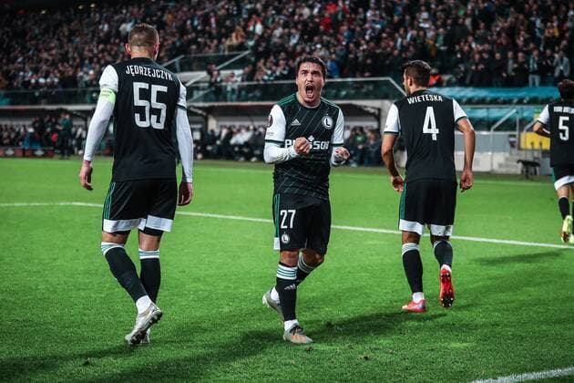04.11.2021 Warszawa Pilka nozna Liga Europy 2021 2022, faza grupowa Legia Warszawa - SSC Napoli N z Josue Pesqueira, radosc Foto Adam Starszynski PressFocus 04.11.2021 Warsaw Football Europa League 2021 2022, group stage Legia Warszawa - SSC Napoli Josue Pesqueira, radosc Credit Adam Starszynski PressFocus NEWSPIX.PL --- Newspix.pl  20211104PF_AS093