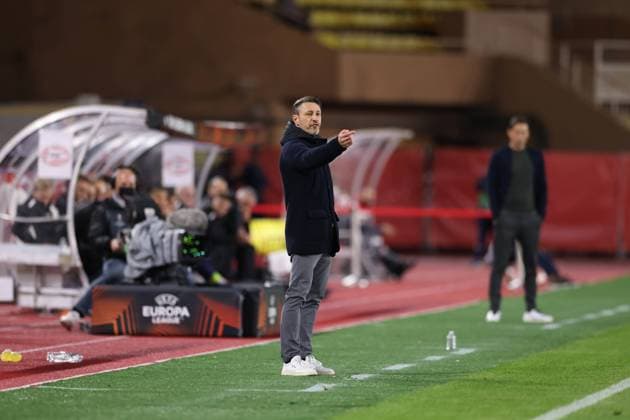 Monaco, Monaco, 4th November 2021. Niko Kovac Head coach of AS Monaco reacts during the UEFA Europa League match at Stade Louis II, Monaco. Picture credit should read: Jonathan Moscrop Sportimage EDITORIAL USE ONLY. No use with unauthorised audio, video, data, fixture lists, club league logos or live services. Online in-match use limited to 120 images, no video emulation. No use in betting, games or single club league player publications. SPI-1284-0003