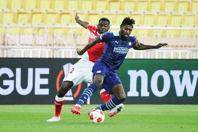 Ibrahim Sangare (PSV Eindhoven) - Youssouf Fofana (AS Monaco) FOOTBALL : AS Monaco vs PSV Eindhoven - League Europa - Monaco - 04 11 2021 NorbertScanella Panoramic 
