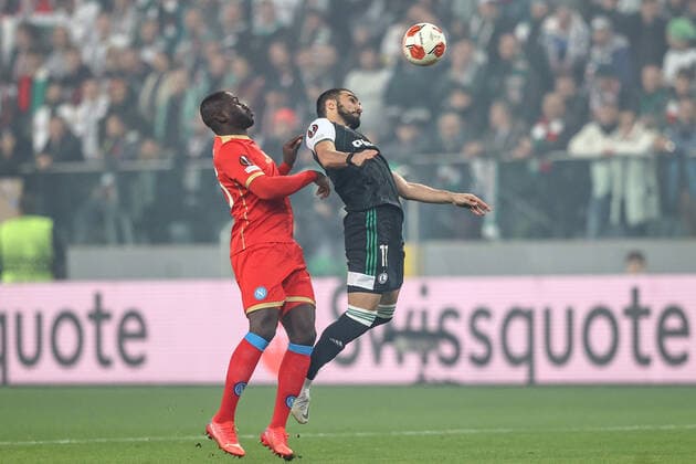 04.11.2021 WARSZAWA, LAZIENKOWSKA PILKA NOZNA ( FOOTBALL ) LIGA EUROPY UEFA SEZON 2021 2022 ( UEFA EUROPEAN LEAGUE ) FAZA GRUPOWA (GROUP STAGE)¨MECZ LEGIA WARSZAWA - SC NAPOLI ( GAME LEGIA WARSAW - SC NAPOLI )¨¨NZ KALIDOU KOULIBALY, MAHIR EMRELI¨¨FOTO LUKASZ GROCHALA CYFRASPORT NEWSPIX.PL --- Newspix.pl  20211104CSLG0022