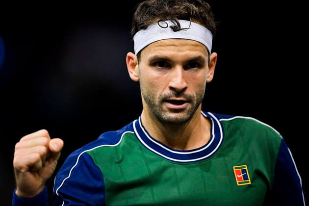 joie de Grigor Dimitrov (Bul) TENNIS : Rolex Paris Masters J4 - Paris - 04 11 2021 JBAutissier Panoramic 