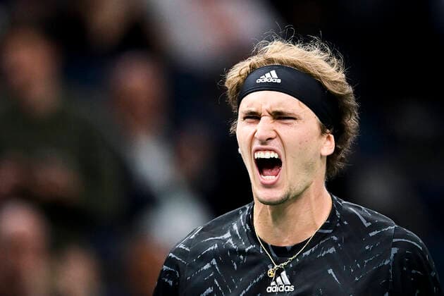 joie d Alexander Zverev (Ger) en fin de match TENNIS : Rolex Paris Masters J4 - Paris - 04 11 2021 JBAutissier Panoramic 