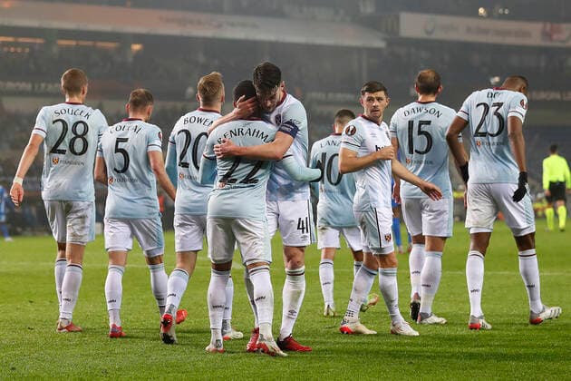KRC Genk v West Ham United UEFA Europa League Said Benrahma of West Ham United celebrates scoring his sides 2nd goal during the UEFA Europa League Group H match at Cegeka Arena, Genk Content Not Available For UK Newspapers Copyright: xPaulxChestertonx FIL-16067-0084