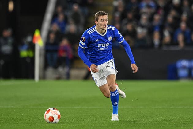 UEFA Europa League Leicester City v Spartak Moscow Timoty Castagne 27 of Leicester City looks for a target in the box Leicester King Power Stadium Leicestershire United Kingdom Copyright: xCraigxThomas NewsxImagesx