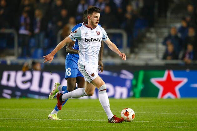 KRC Genk v West Ham United UEFA Europa League Declan Rice of West Ham United in action during the UEFA Europa League Group H match at Cegeka Arena, Genk Content Not Available For UK Newspapers Copyright: xPaulxChestertonx FIL-16067-0185