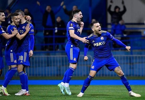 Dinamo Zagreb v Rapid Wien: Group H - UEFA Europa League Komnen Andric of Dinamo Zagreb celebrate after scoring during the UEFA Europa League group H match between Dinamo Zagreb and Rapid Wien at Maksimir Stadium on November 4, 2021 in Zagreb, Croatia. MarkoxLukunic PIXSELL