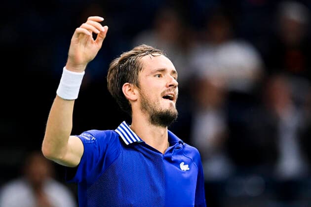 joie de Daniil Medvedev (Rus) TENNIS : Rolex Paris Masters J4 - Paris - 04 11 2021 JBAutissier Panoramic 