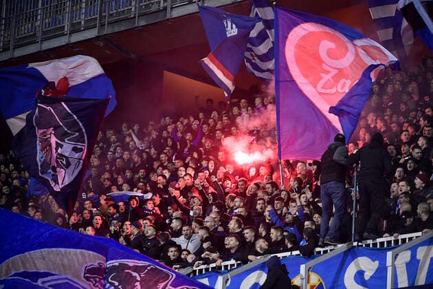 Dinamo Zagreb v Rapid Wien: Group H - UEFA Europa League Fans lit flares in the stands during the UEFA Europa League group H match between Dinamo Zagreb and Rapid Wien at Maksimir Stadium on November 4, 2021 in Zagreb, Croatia. MarkoxLukunic PIXSELL
