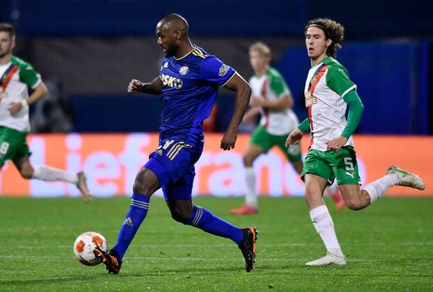 Dinamo Zagreb v Rapid Wien: Group H - UEFA Europa League Kevin Theophile Catherine of Dinamo Zagreb during the UEFA Europa League group H match between Dinamo Zagreb and Rapid Wien at Maksimir Stadium on November 4, 2021 in Zagreb, Croatia. MarkoxLukunic PIXSELL