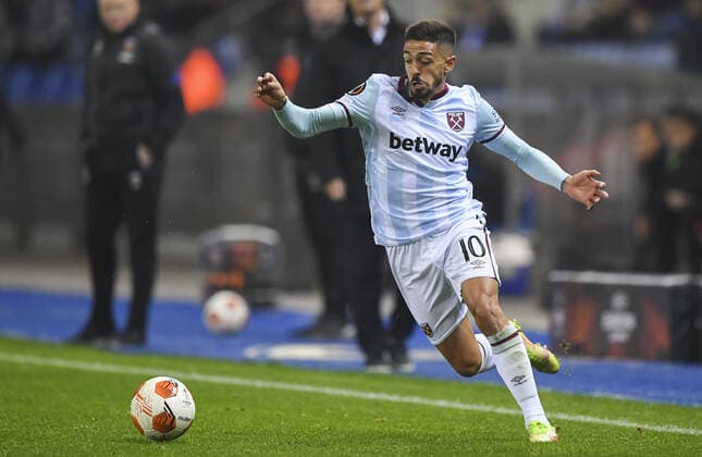 Mandatory Credit: Photo by Simon Dael Shutterstock (12587229eh) Manuel Lanzini of West Ham United Genk v West Ham United, UEFA Europa League Group H, Football Cegeka Arena, Genk, Belgium - 04 Nov 2021 Genk v West Ham United, UEFA Europa League Group H, Football Cegeka Arena, Genk, Belgium - 04 Nov 2021  Copyright: xSimonxDael Shutterstockx 12587229eh