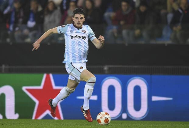 Mandatory Credit: Photo by Simon Dael Shutterstock (12587229fi) Declan Rice of West Ham United Genk v West Ham United, UEFA Europa League Group H, Football Cegeka Arena, Genk, Belgium - 04 Nov 2021 Genk v West Ham United, UEFA Europa League Group H, Football Cegeka Arena, Genk, Belgium - 04 Nov 2021  Copyright: xSimonxDael Shutterstockx 12587229fi