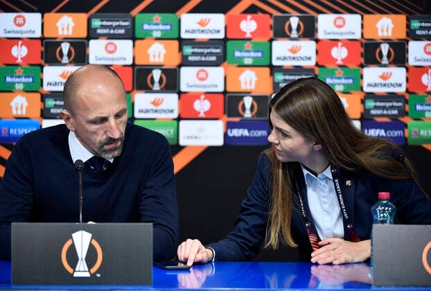 Dinamo Zagreb v Rapid Wien: Group H - UEFA Europa League Dinamo Zagreb Head Coach Damir Krznar speaks during a press conference, PK, Pressekonferenz after the UEFA Europa League group H match between Dinamo Zagreb and Rapid Wien at Maksimir Stadium on November 4, 2021 in Zagreb, Croatia. MarkoxLukunic PIXSELL