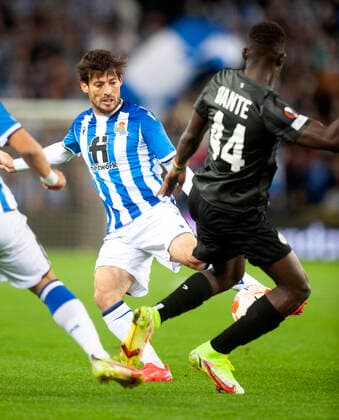 Partido de la Europa League entre la Real Sociedad y el Sturm Graz. En la imagen, Silva. Europa League match between Real Sociedad and Sturm Graz. In this picture, Silva. 