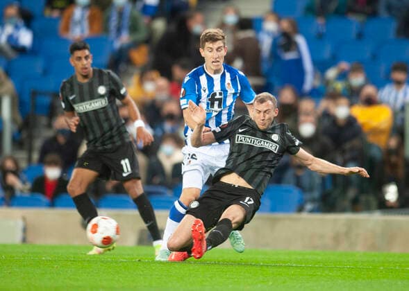 Partido de la Europa League entre la Real Sociedad y el Sturm Graz. En la imagen, Jager. Europa League match between Real Sociedad and Sturm Graz. In this picture, Jager. 