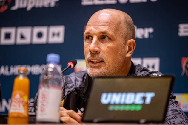 Club Brugge s head coach Philippe Clement pictured during the weekly press conference, PK, Pressekonferenz of Belgian soccer team Club Brugge KV, Friday 05 November 2021 in Knokke-Heist, to discuss the next game in the national competition. KURTxDESPLENTER x3131358x