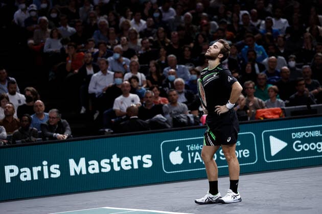 Hugo GASTON (FRA) TENNIS : Rolex Paris Masters - Quart de finale - 05 11 2021 AurelienMorissard Panoramic 