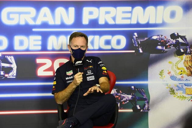 F1 Grand Prix of Mexico Christian Horner (GBR, Red Bull Racing), F1 Grand Prix of Mexico at Autodromo Hermanos Rodriguez on November 5, 2021 in Mexico City, Mexico. (Photo by Mark Sutton LAT Motorsport Images FIA Pool via HOCH ZWEI) Mexico City Mexico Poolfoto HOCH ZWEI Pool Motorsport Images ,EDITORIAL USE ONLY