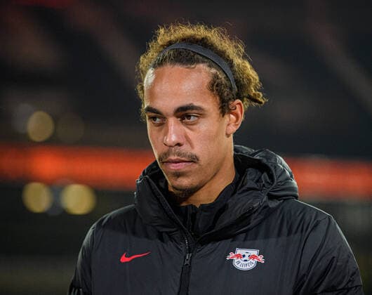 Leipzigs Yussuf Poulsen Football 1 Bundesliga, Matchday 10 Eintracht Frankfurt RB Leipzig 1 1 30 October 2021 Frankfurt, Deutsche Bank Park Eintracht Frankfurt RB Leipzig 1 1