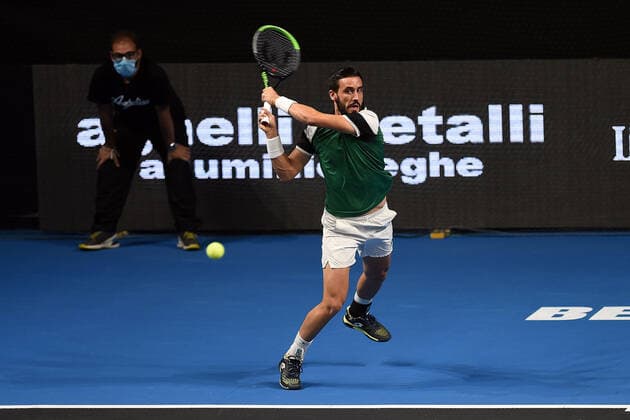 IPP20211105 Tennis: ATP, Tennis Herren Challenger Tour, Internazionali di Bergamo 2021, Damir Dzumhur (Bih) (Verwendung nur in Deutschland - GERMANY ONLY) *** IPP20211105 Tennis ATP Challenger Tour, Internazionali di Bergamo 2021, Damir Dzumhur Bih Use only in Germany GERMANY ONLY 