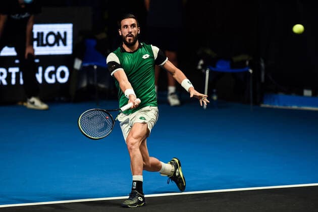 IPP20211105 Tennis: ATP, Tennis Herren Challenger Tour, Internazionali di Bergamo 2021, Damir Dzumhur (Bih) (Verwendung nur in Deutschland - GERMANY ONLY) *** IPP20211105 Tennis ATP Challenger Tour, Internazionali di Bergamo 2021, Damir Dzumhur Bih Use only in Germany GERMANY ONLY 