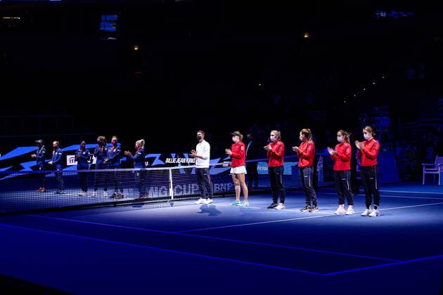 2021 Billie Jean King Cup Finals Russia USA Semifinal Match 1 Team RUS and Team USA 2021 Billie Jean King Cup Finals