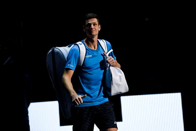 Novak Djokovic (srb) Hubert Hurkacz (Pol) Alexander Zverev (Ger) Daniil Medvedev (Rus) TENNIS : Rolex Paris Masters J6 - Paris - 06 11 2021 JBAutissier Panoramic 