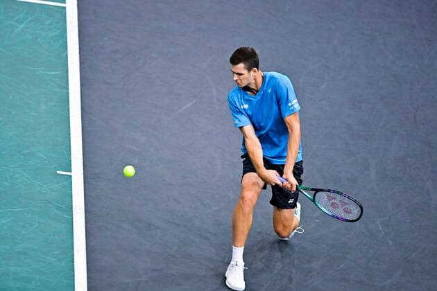 Hubert Hurkacz (Pol) TENNIS : Rolex Paris Masters J6 - Paris - 06 11 2021 JBAutissier Panoramic 