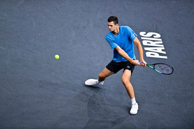 Hubert Hurkacz (Pol) TENNIS : Rolex Paris Masters J6 - Paris - 06 11 2021 JBAutissier Panoramic 