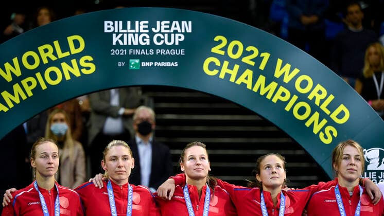 Russian tennis players won the women s team competition, played for the first time as the Billie Jean King Cup, for the fifth time, beating Switzerland 2-0 after singles already in Prague, Czech Republic, November 6, 2021. (CTKxPhoto OndrejxDeml) CTKPhotoP2021110606797  dml_037