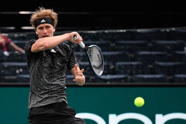 Alexander Zverev GER during the Rolex Paris Master 2021 at the Accord Arena on saturday november 6, 2021 Paris France Copyright: AntonioxBorga