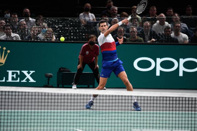 Novak Djokovic SRB during the Rolex Paris Master 2021 at the Accord Arena on saturday november 6, 2021 Paris France Copyright: AntonioxBorga