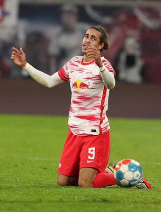Yussuf Poulsen gesticulating single image crop action sports football soccer DFL Bundesliga men season 2021 2022 06 11 2021 RasenBallsport RB Leipzig RBL vs BVB Borussia Dortmund DFL regulations prohibit any use of photographs as image sequences and or quasi video